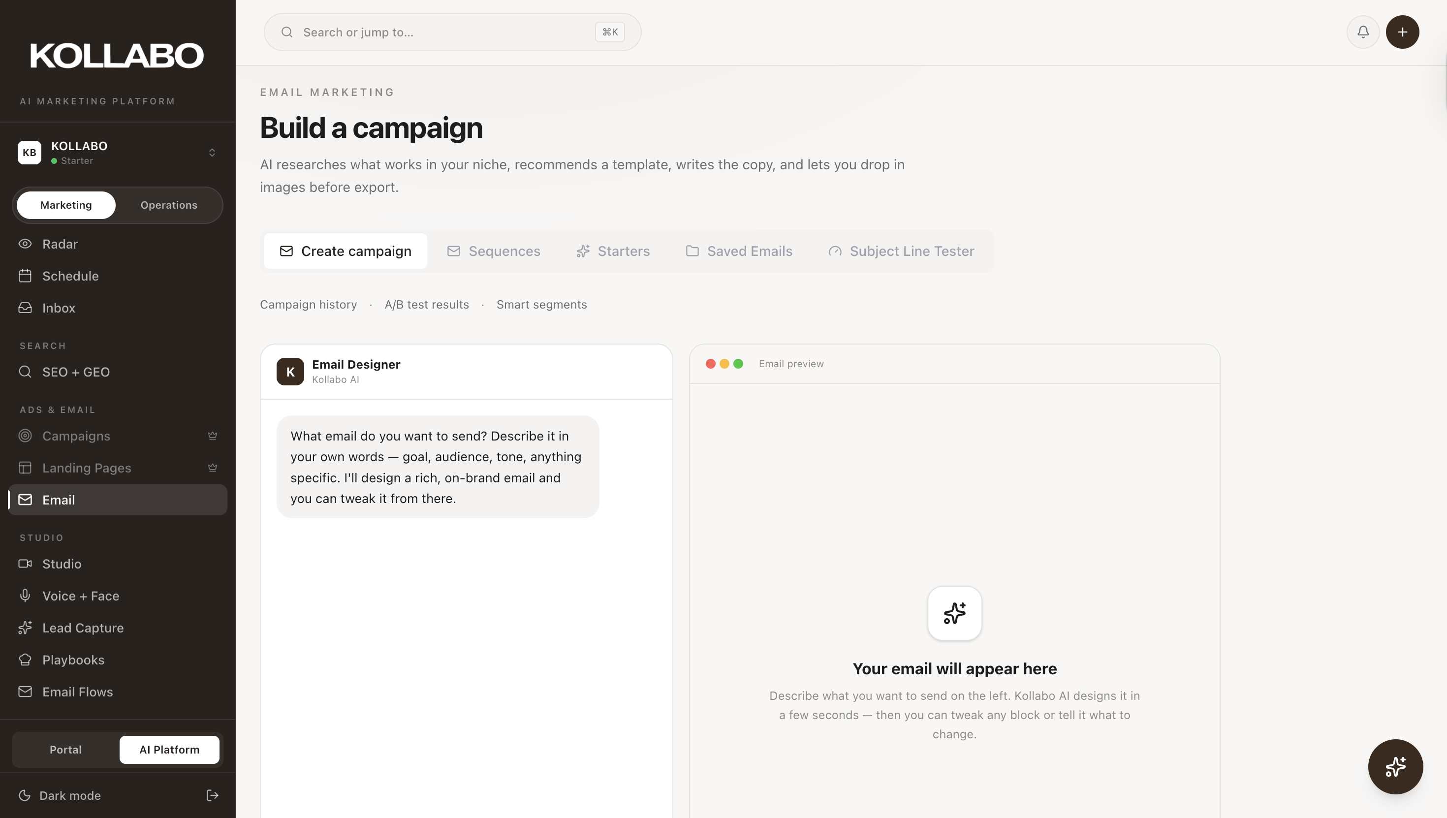 Email editor + sequences